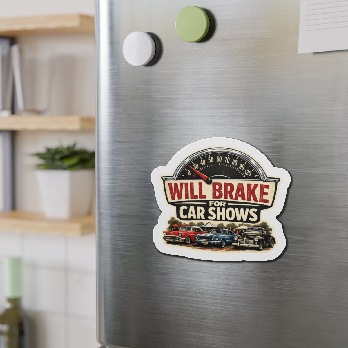 Will brake for car shows magnet with cars