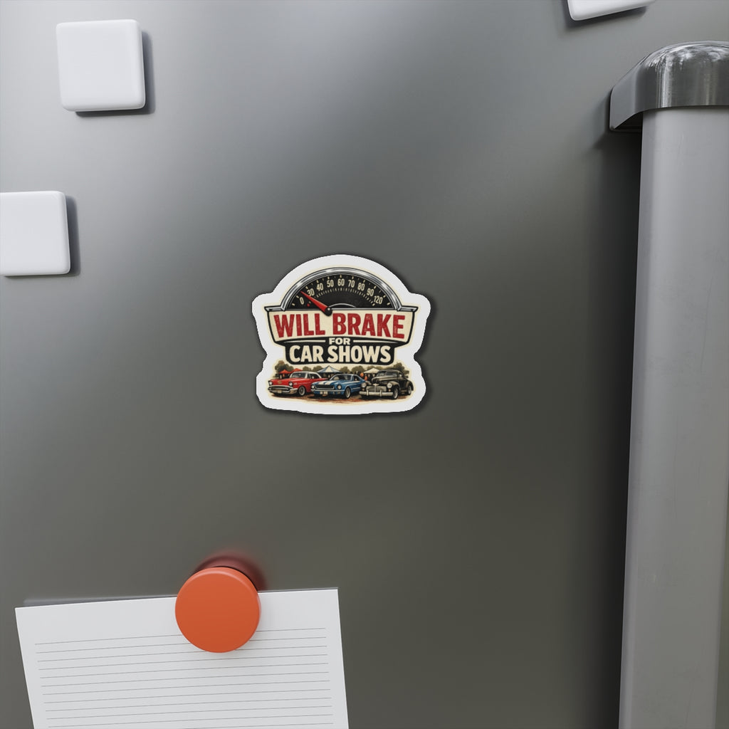 Will brake for car shows magnet with cars