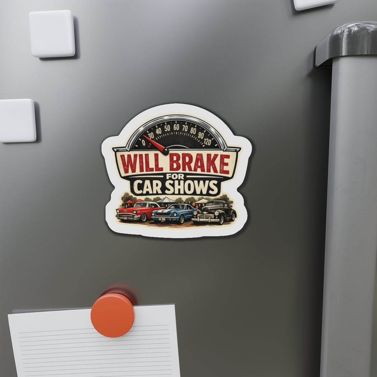 Will brake for car shows magnet with cars