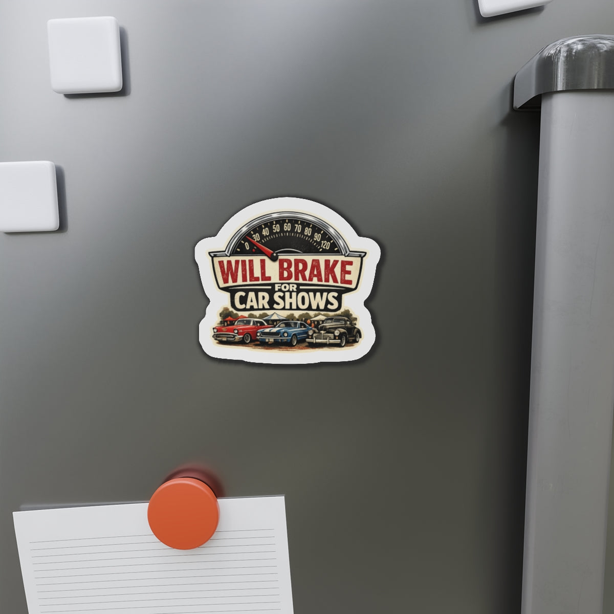 Will brake for car shows magnet with cars